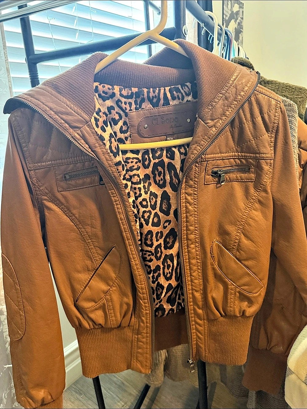 Cl Sono Women's Brown Animal Print Lined Jacket Size Medium